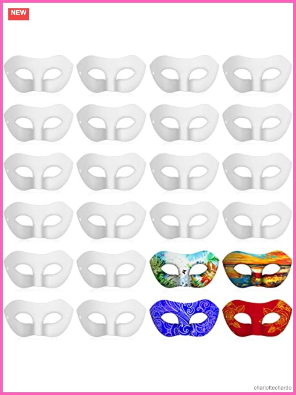 48 Pc Paper Mache Half Face Masquerade Masks DIY Craft Blank